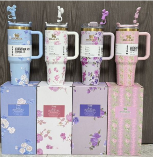 Original Stanley Quencher H2.0 Tumbler 40 oz Flower Printed Accessories