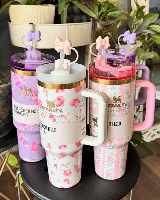 Original Stanley Quencher H2.0 Tumbler 40 oz Flower Printed Accessories