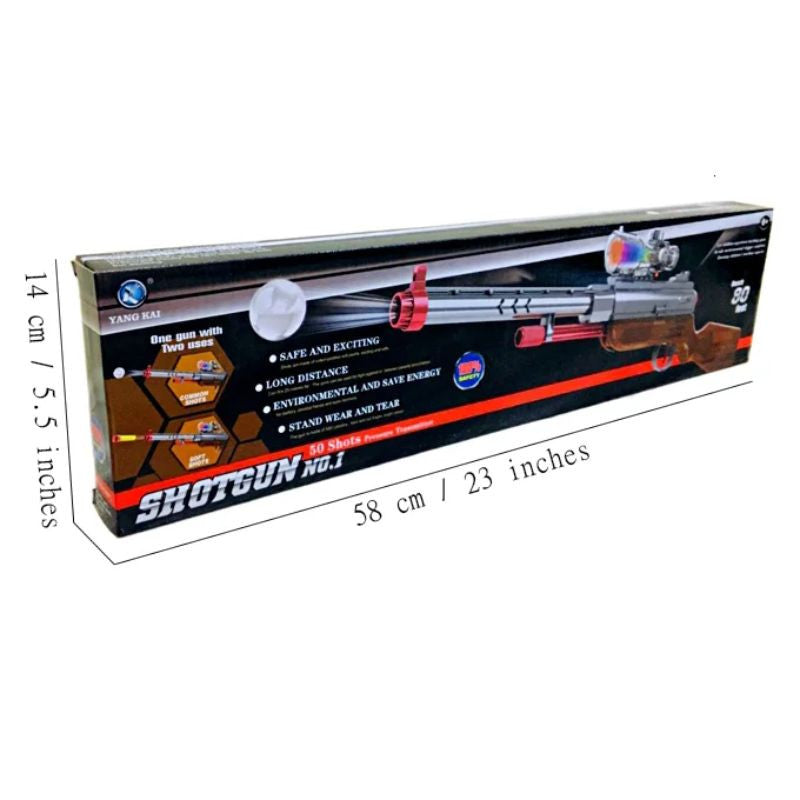 2 in 1 Manual Reload Shot Gun Darts Shooter and Bubble Shooter With Lights Toys