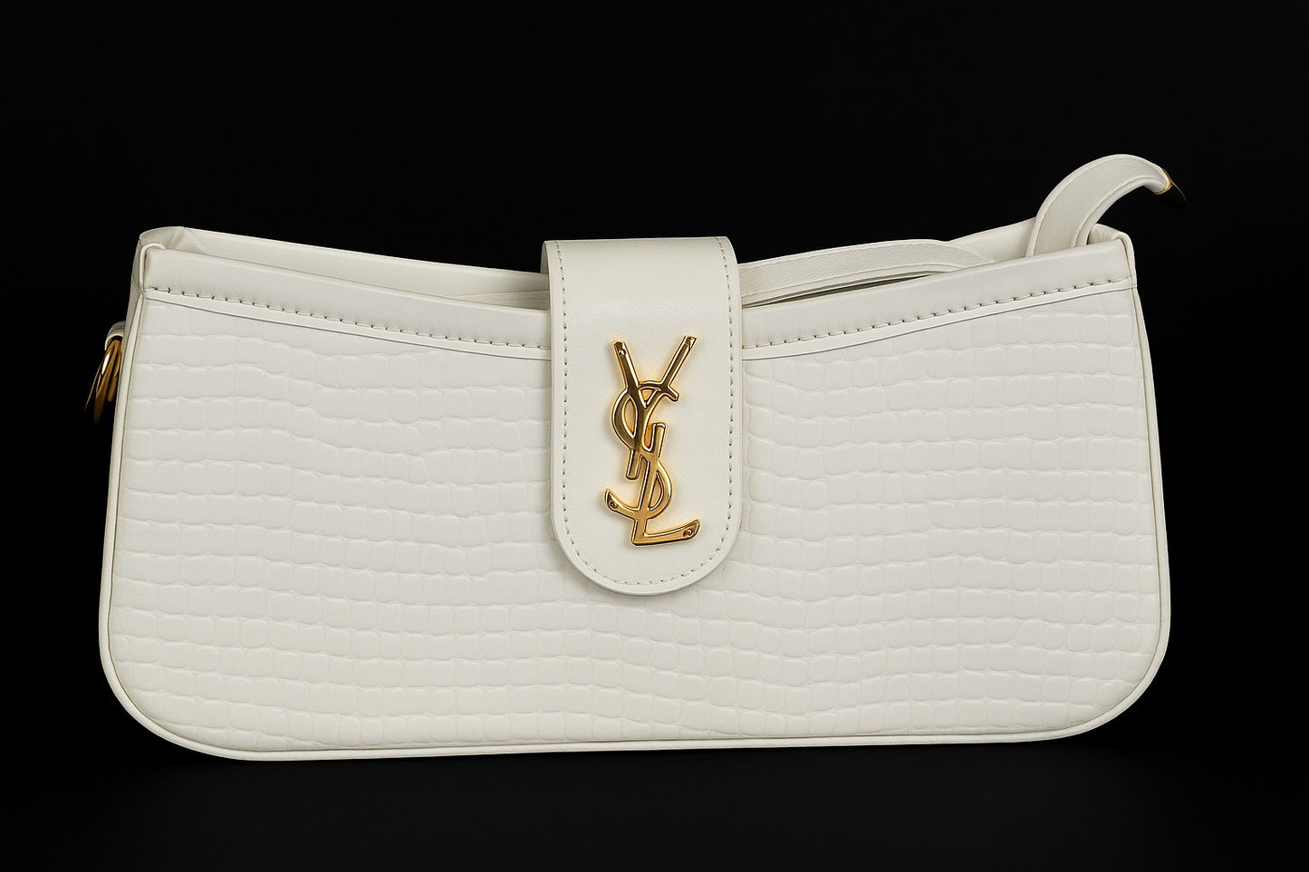 Elegant YSL Croc-Embossed Crossbody Bag