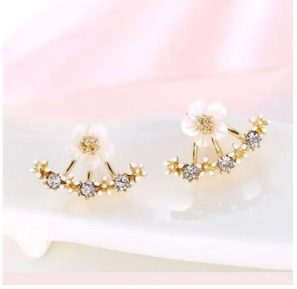Daisy Back Hanging Flower Stud Earrings Jewelry