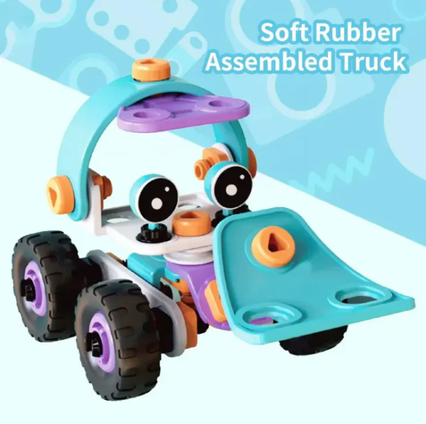 Diy Soft Rubber Building Puzzle Truck Set For Children – Creative 3d Assembly Construction Vehicle With Flexible Pieces Toys