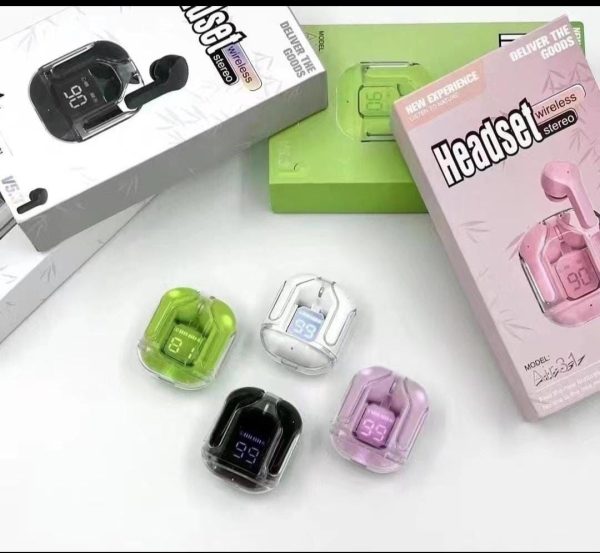 Wireless Bluetooth Earbuds With Crystal Transparent Case Type C Accessories (Free Shipment)