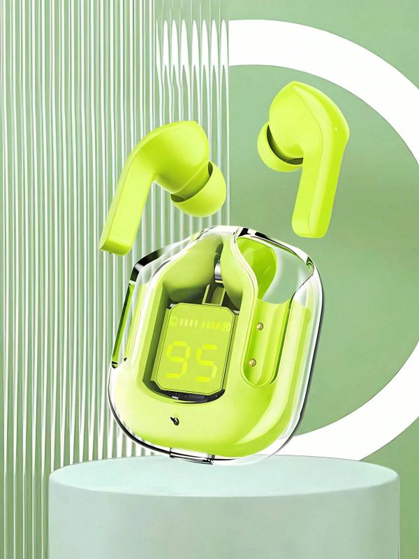 Wireless Bluetooth Earbuds With Crystal Transparent Case Type C Accessories (Free Shipment)