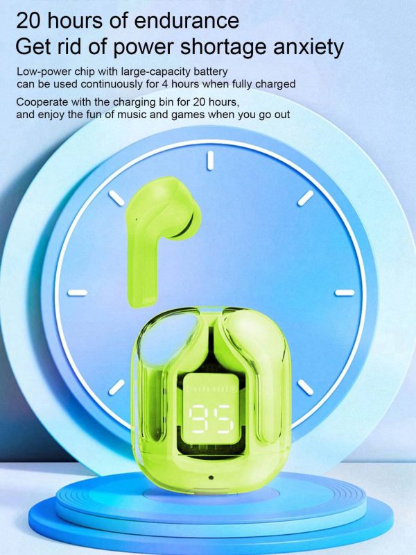 Wireless Bluetooth Earbuds With Crystal Transparent Case Type C Accessories (Free Shipment)