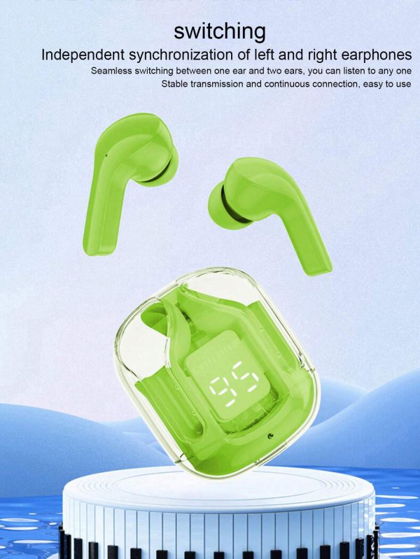 Wireless Bluetooth Earbuds With Crystal Transparent Case Type C Accessories (Free Shipment)