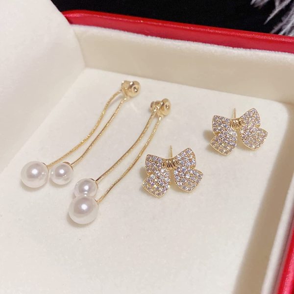 Elegant Bow Style Zircon Earrings Jewelry