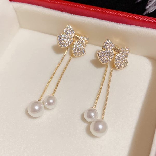 Elegant Bow Style Zircon Earrings Jewelry