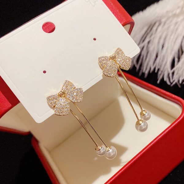 Elegant Bow Style Zircon Earrings Jewelry