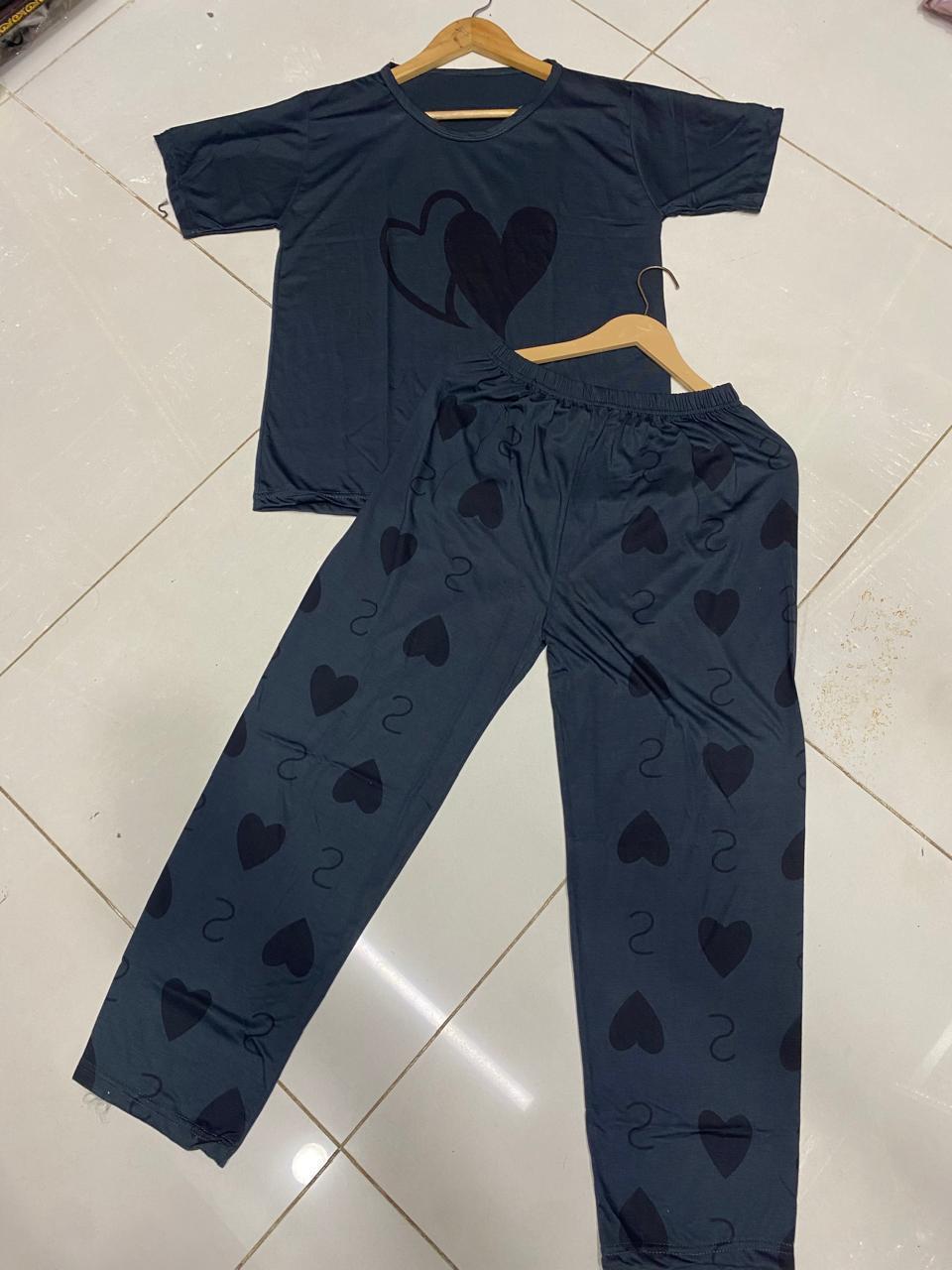 Comfortable Cotton Jersey Printed Ladies Night Suit - 2 Pcs Set (Free Shipment)