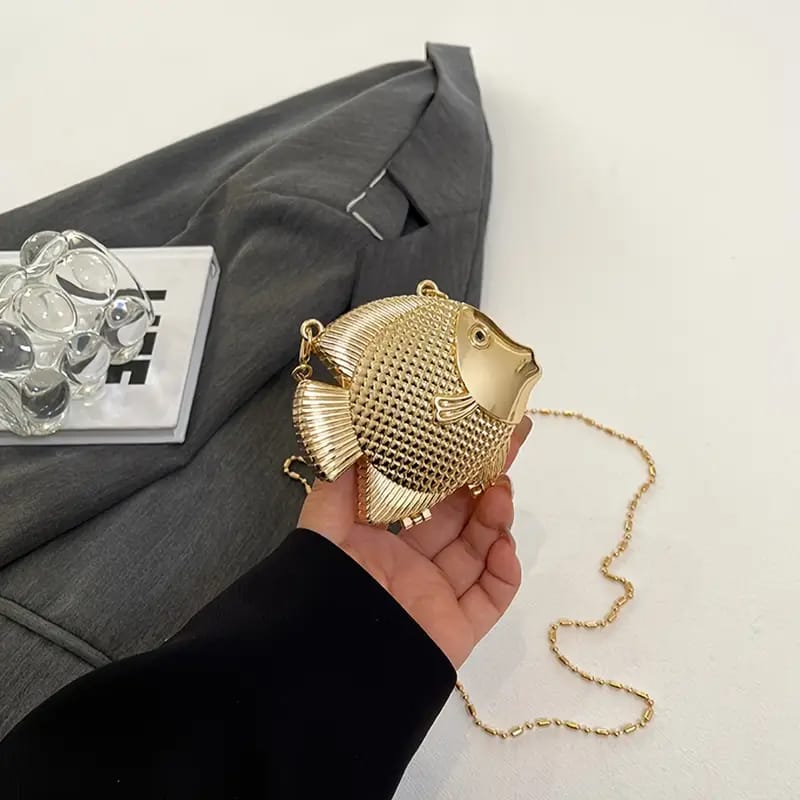 Fin & Shine Mini Golden Fish Cross Body Acrylic Pouch / Clutch Bags