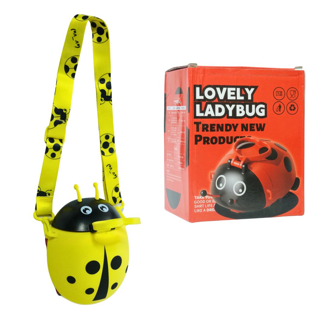 LadyBug Sipper School Water Bottle With Moving Wheels For Kids
