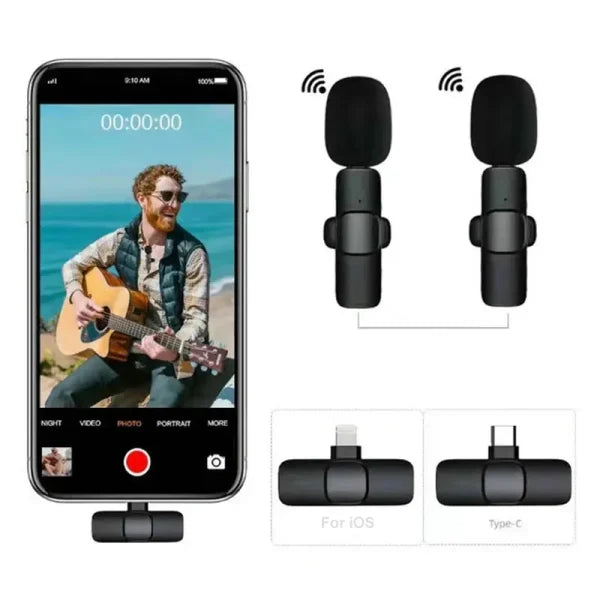 K8 Wireless Microphone With Type-C Connector – Noise-Cancelling Clip Accessories (Free Shipment)
