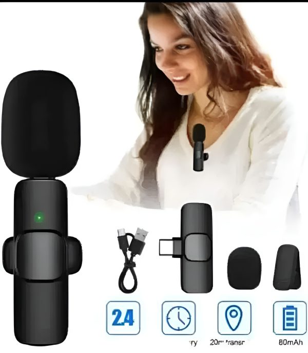 K8 Wireless Microphone With Type-C Connector – Noise-Cancelling Clip Accessories (Free Shipment)