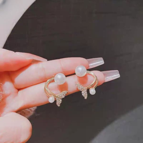 Korean Fishtail Style Earrings Trendy Simulated Pearl Jewelry