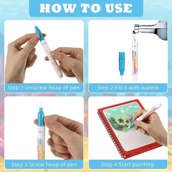 Buy 1 Get 1 Free Magic Colouring Book with Water Pen | Mess-Free Fun for Your Child | Limited Time Offer (Free Shipment)