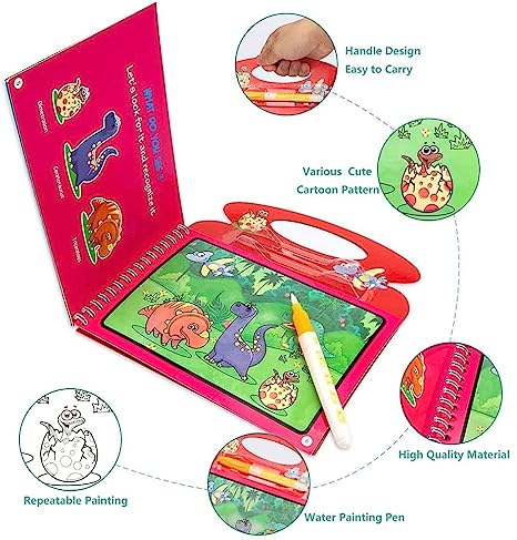 Reuse able Magical Drawing Book With Pen, Water Reveal Activity Book Toys (Random Colors)