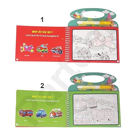 Reuse able Magical Drawing Book With Pen, Water Reveal Activity Book Toys (Random Colors)