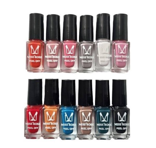 Miss Rose Peel Off Nail Polish Pack Of 12 Cosmetics (Free Shipment)