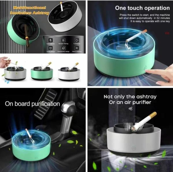 2-in-1 Air Purifier Ashtray, Multi-function Electronic Smokeless Car Home Accessories (Free Shipment)