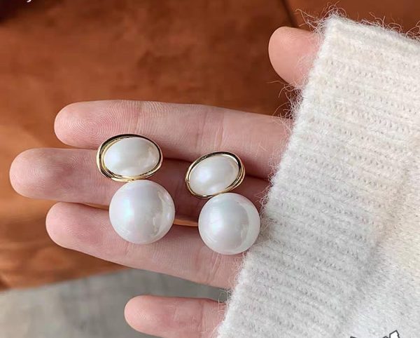 Oval Shape Marble Korean Style Earrings Jewelry