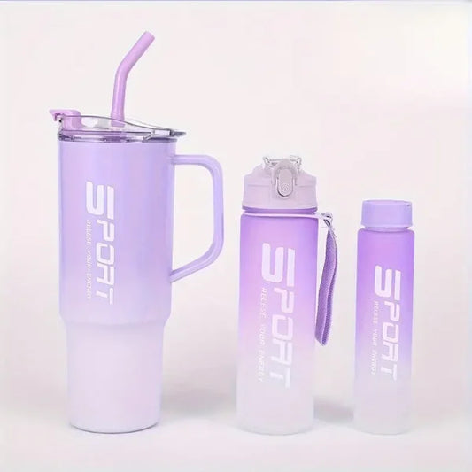 (pack Of 3) Water Bottles Set, Sports Water Cups, Portable Drinking Cups, Accessories (Free Shipment)