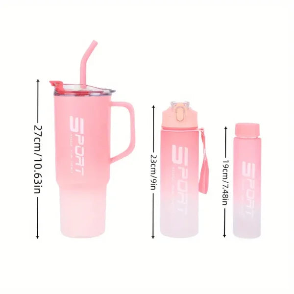 (pack Of 3) Water Bottles Set, Sports Water Cups, Portable Drinking Cups, Accessories (Free Shipment)