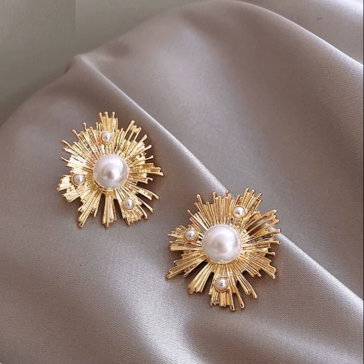 Gold Plated Imported Pearl Tops Pair Jewelry