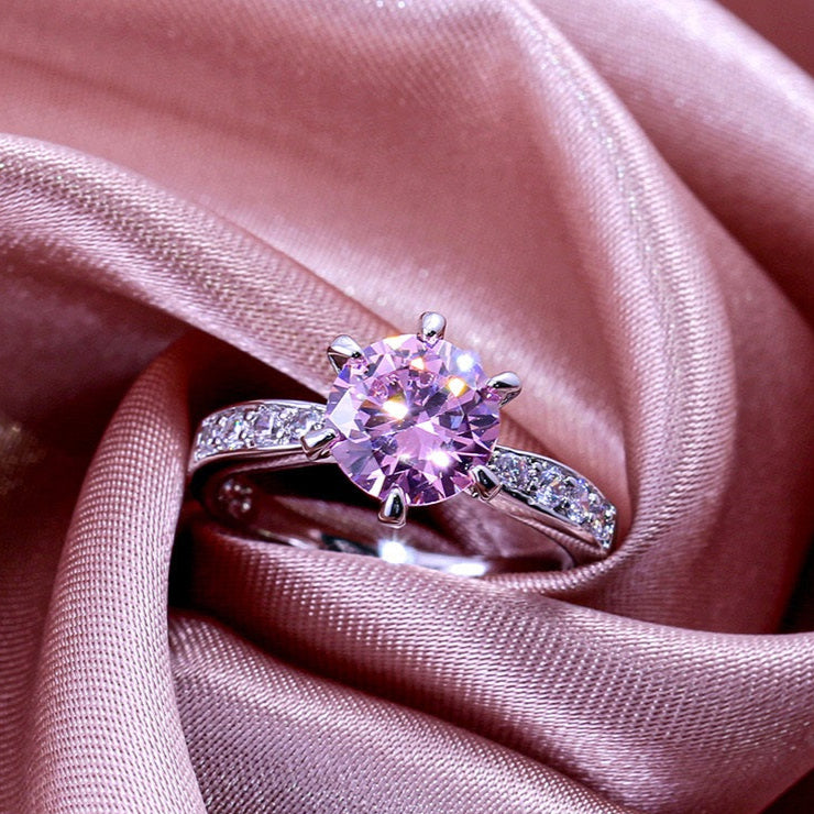 Imported Silver Platted Zircon Round Ring Jewelry