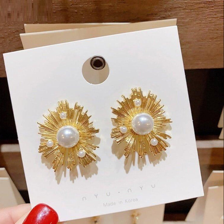 Gold Plated Imported Pearl Tops Pair Jewelry