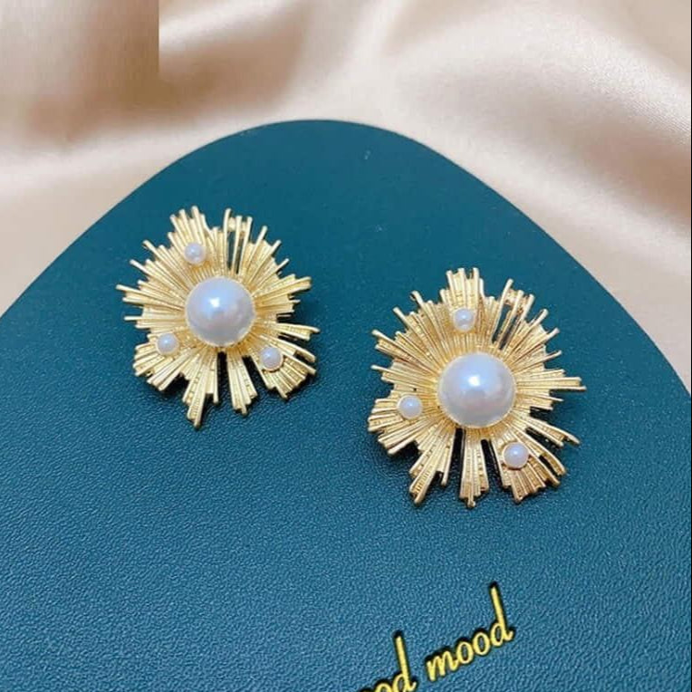Gold Plated Imported Pearl Tops Pair Jewelry