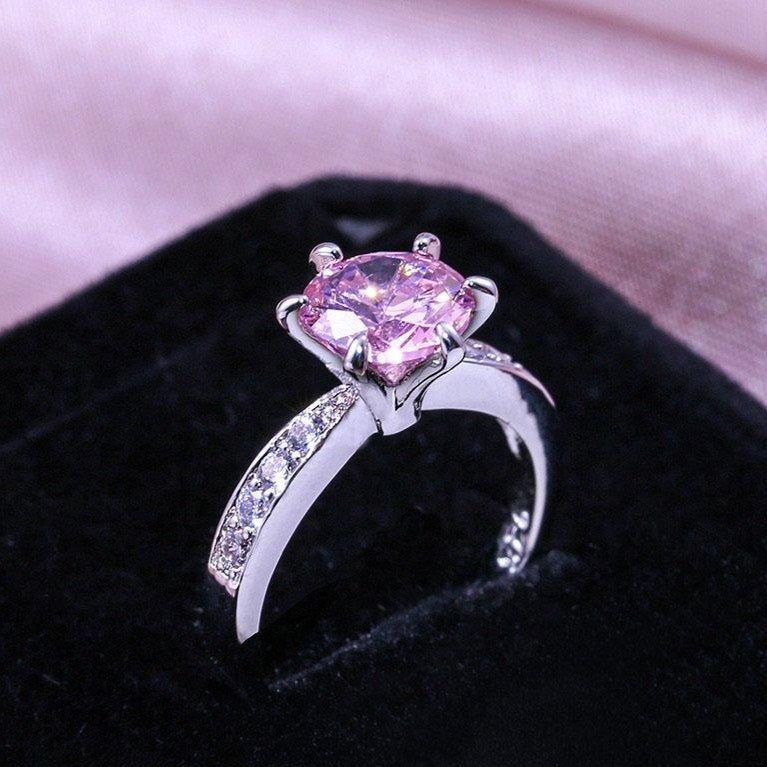 Imported Silver Platted Zircon Round Ring Jewelry