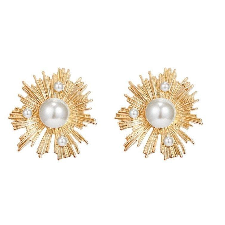 Gold Plated Imported Pearl Tops Pair Jewelry