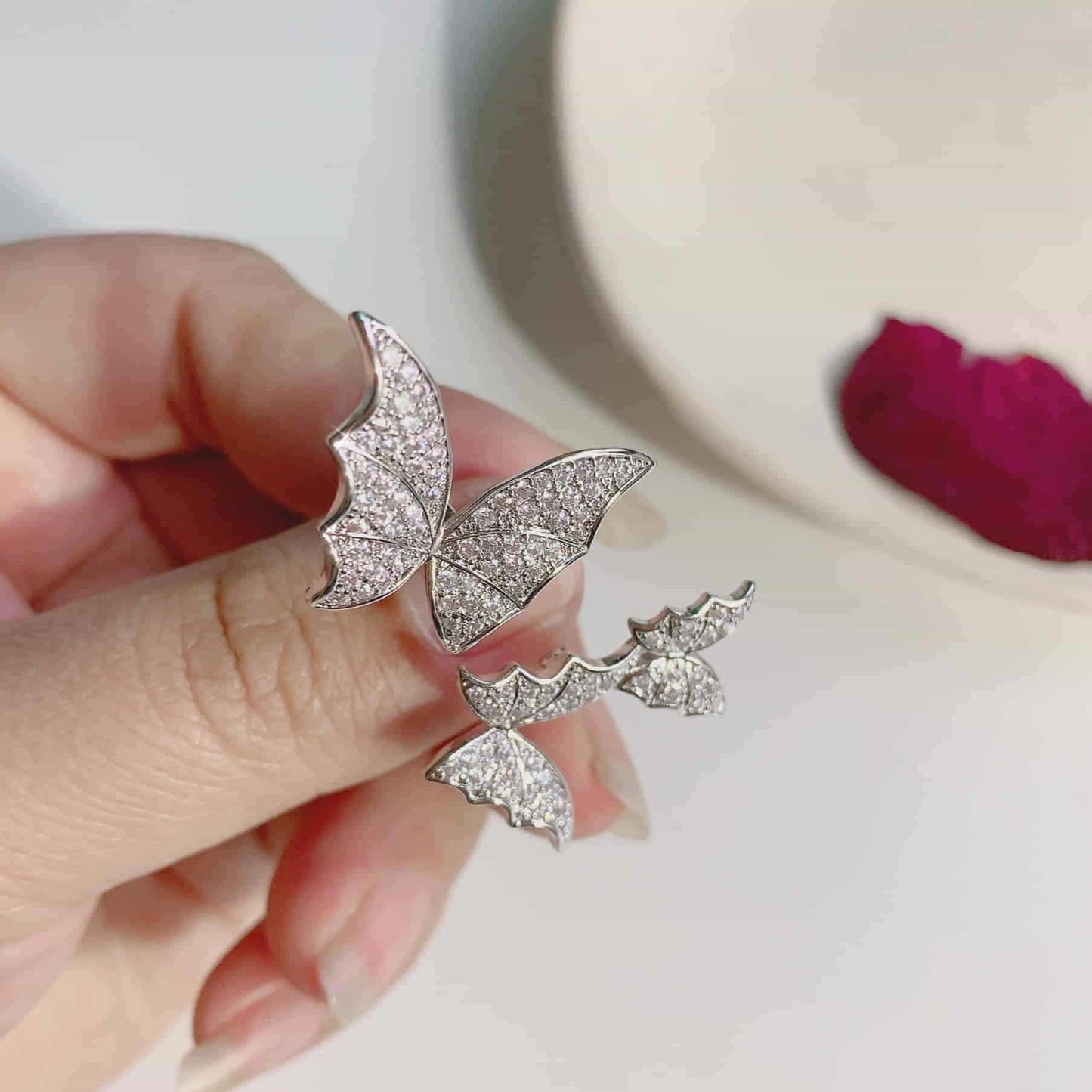 Beautiful Zircon Butterfly Ring Adjustable Jewelry