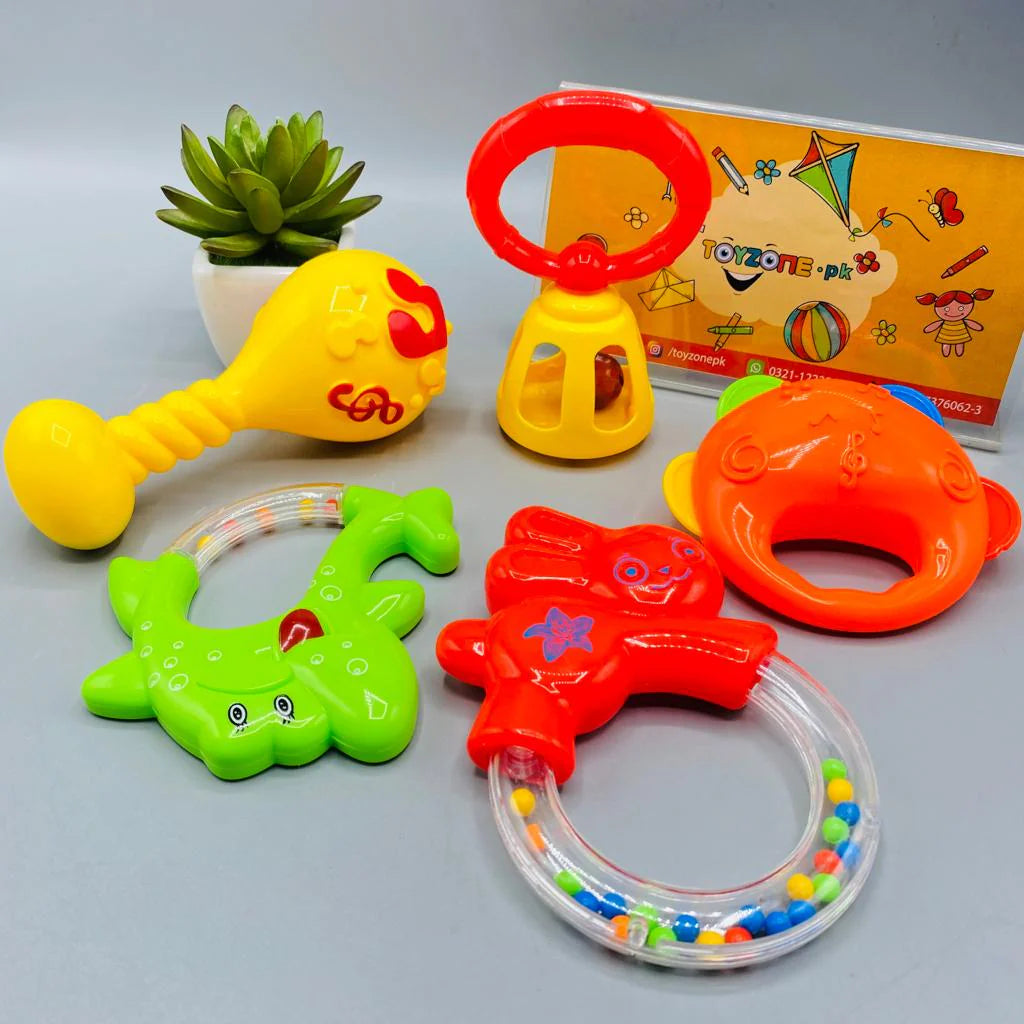 Baby Rattles Set of 5 Toys (Random Color & Design)