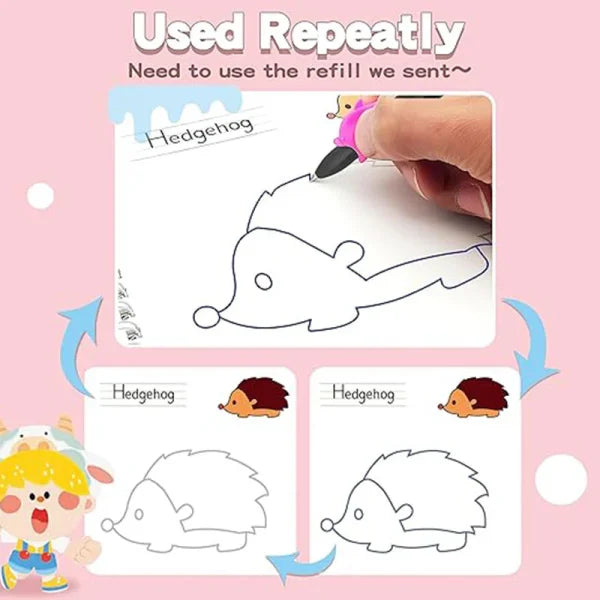 Magic 4 Pcs Reusable Groove Control Pen Drawing Books With Refills For Kids (Free Shipment)