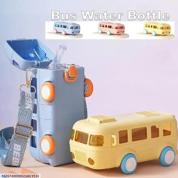 School Bus Design Kids Water Bottle with Straw (Free Shipment)