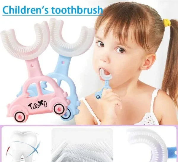 2 Pcs High Quality Silicon Toothbrushes Taxi Design Portable Hand-held Shaped For Kids (Free Shipment)