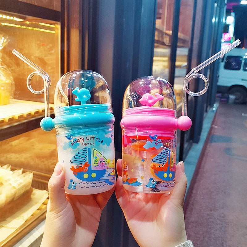 Cute Dolphin Water Bottle/Cup With Straw For Kids (Free Shipment)