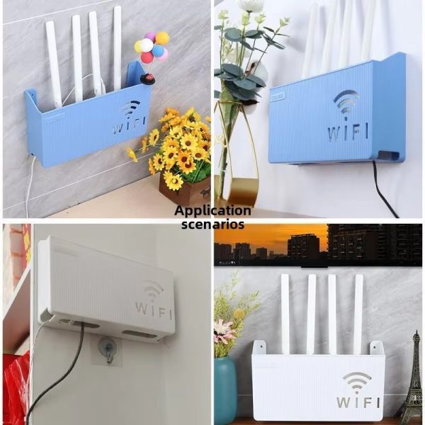 Wifi Router Shelf & Cable Organizer – Wall-mount Abs Plastic Storage Box For Routers, Power Strips & Cables Accessories