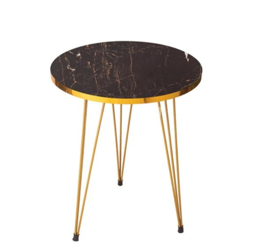 Black Marble Look Coffee Table With Gold Metal Legs Accessories (Free Shipment)