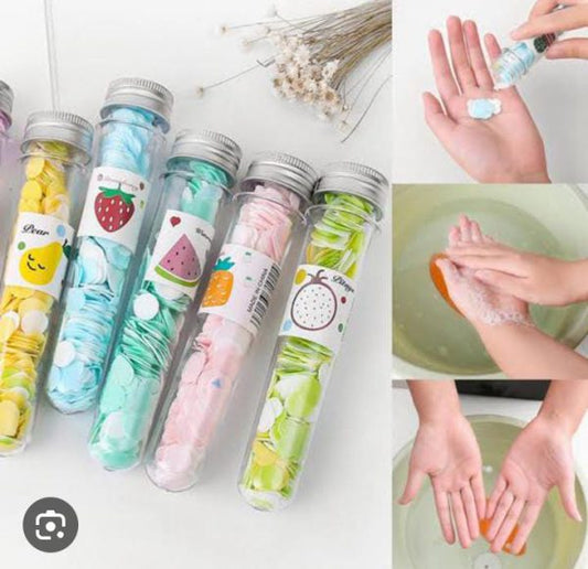 100 Pcs Disposable Flower Paper Soap With Portable Tube Bottle – Multi-color Travel Soap Sheets For Hand Washing, Camping, And Outdoor Use Accessories