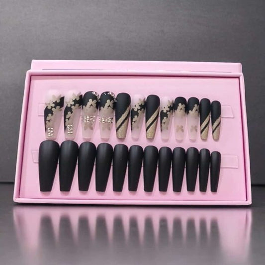 24 Pcs Black Matte Perfection – O.two.o Best Nails Cosmetics