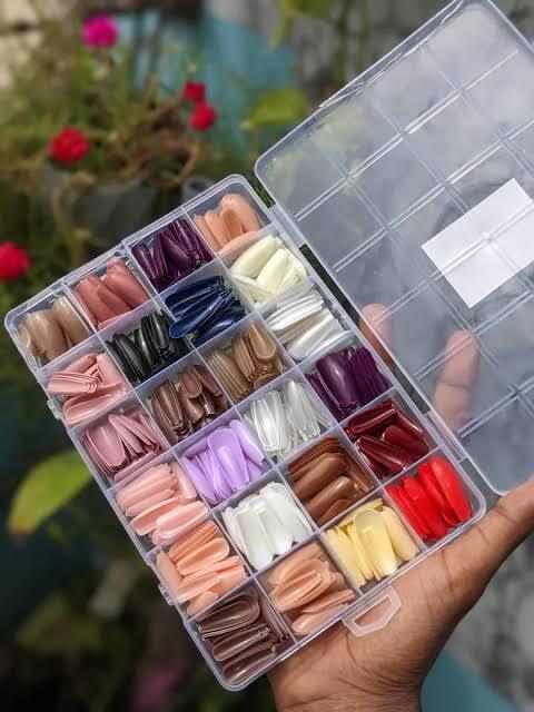 576 Pcs Reusable Fake Nails With Box – Beautiful Variety Of Colors | Best Fake Nails ( Random Color Nails with Glue ) Free Shipment