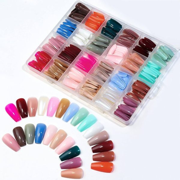 576 Pcs Reusable Fake Nails With Box – Beautiful Variety Of Colors | Best Fake Nails ( Random Color Nails with Glue ) Free Shipment