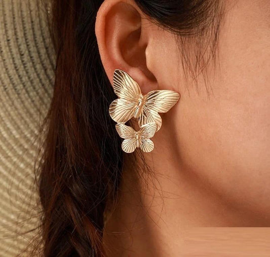 Butterfly Style Gold Plated Earrings Jewelry