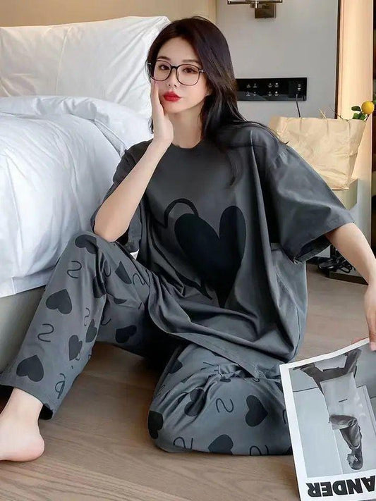 Comfortable Cotton Jersey Printed Ladies Night Suit - 2 Pcs Set (Free Shipment)