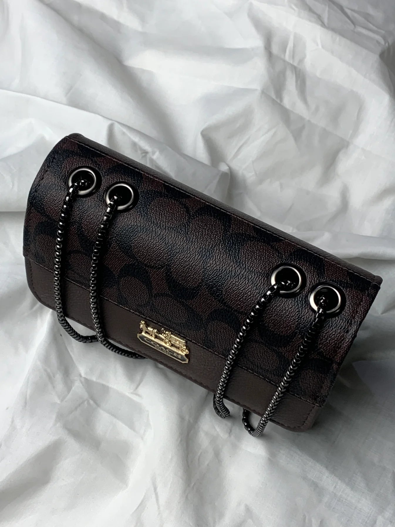 New Coach Dark Cross body Hand bag Black Chain
