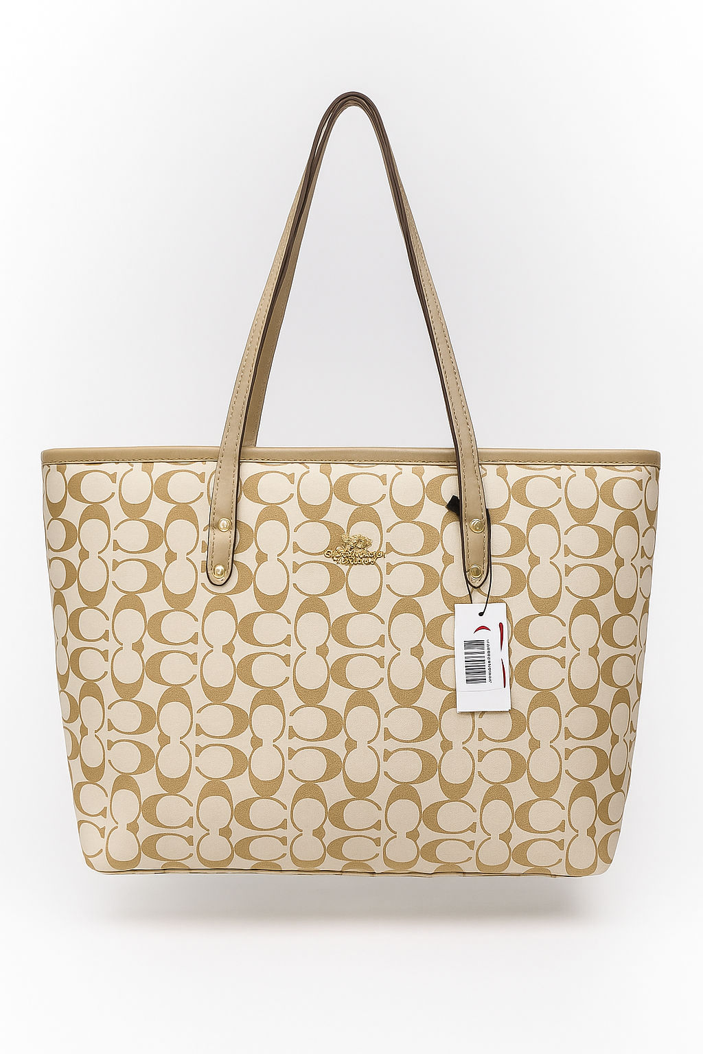 Signature Beige Monogram Tote Bag