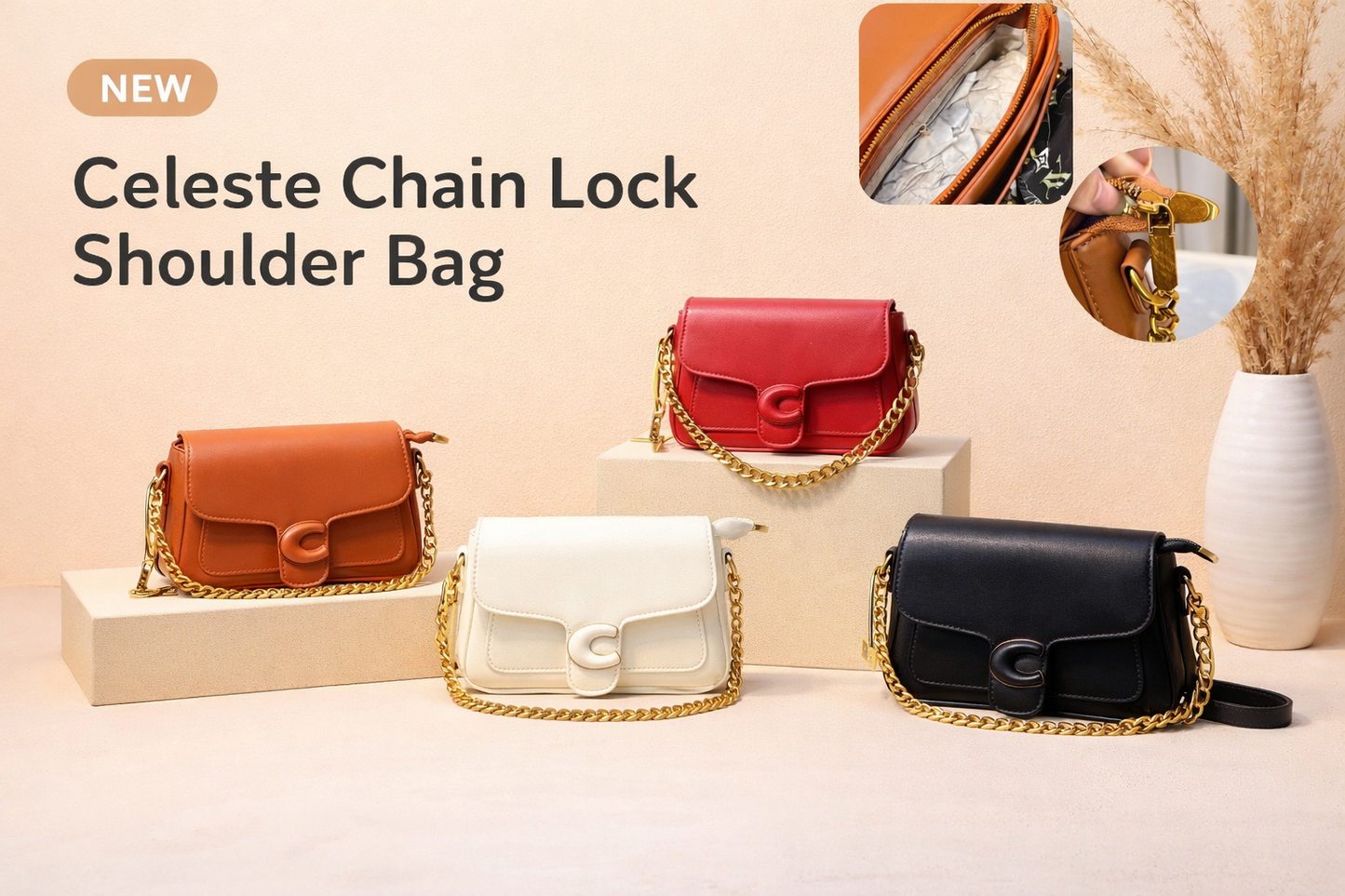 Celeste Chain Lock Shoulder Bag